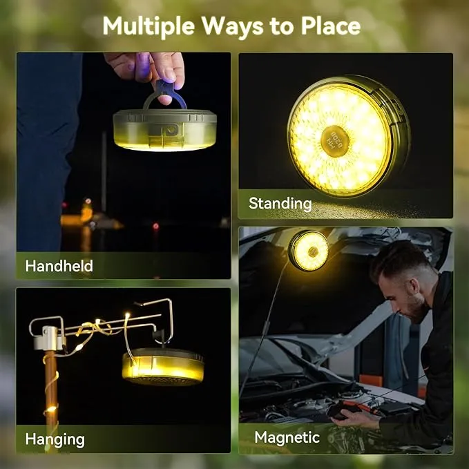 2 in 1 Camping String Lights RGB & Warm String Lights 8 Lighting Modes Camping Lantern Rechargeable String Lights Portable Camping Lights Flashlight for Camping/Emergency/Outdoor/Indoor