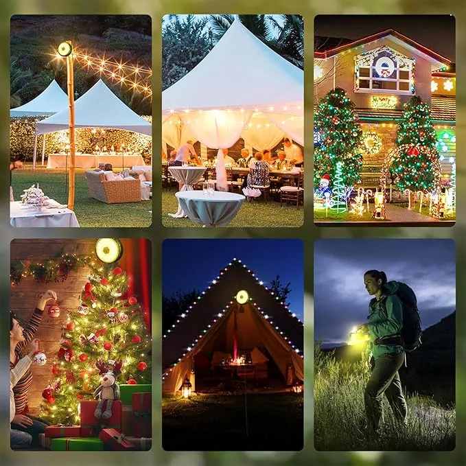 2 in 1 Camping String Lights RGB & Warm String Lights 8 Lighting Modes Camping Lantern Rechargeable String Lights Portable Camping Lights Flashlight for Camping/Emergency/Outdoor/Indoor