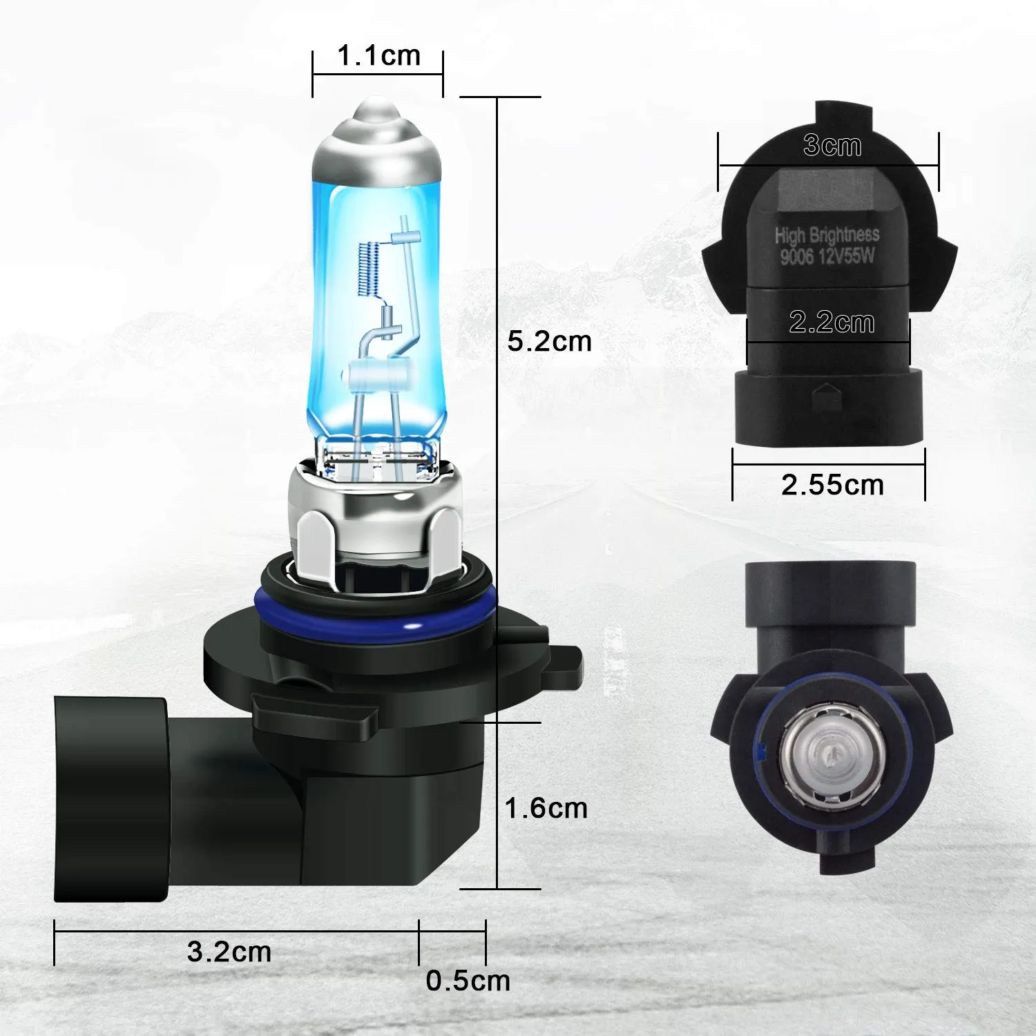 2PCS HB4 9006 55W Halogen Bulbs 5000K Warm White Headlights