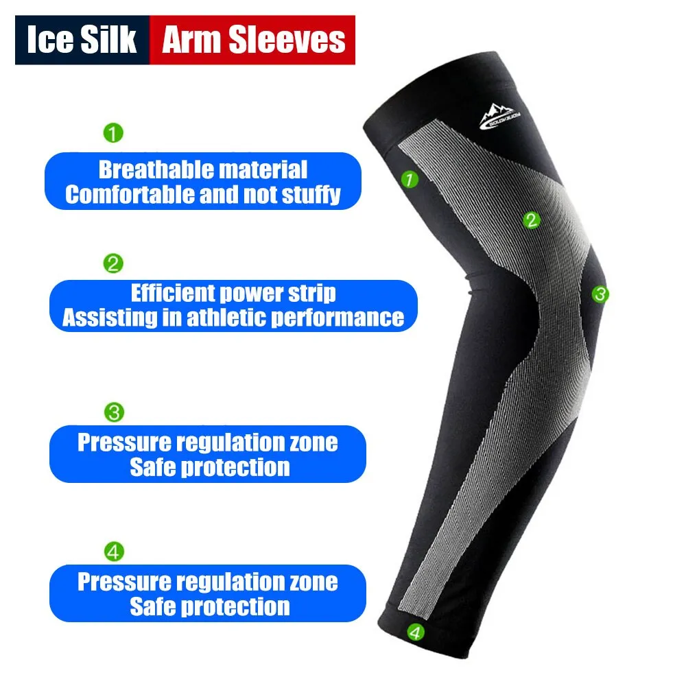 2pcs/pair Anti-uv Ice Silk Cooling Arm Sleeves for Cycling Driving Running
