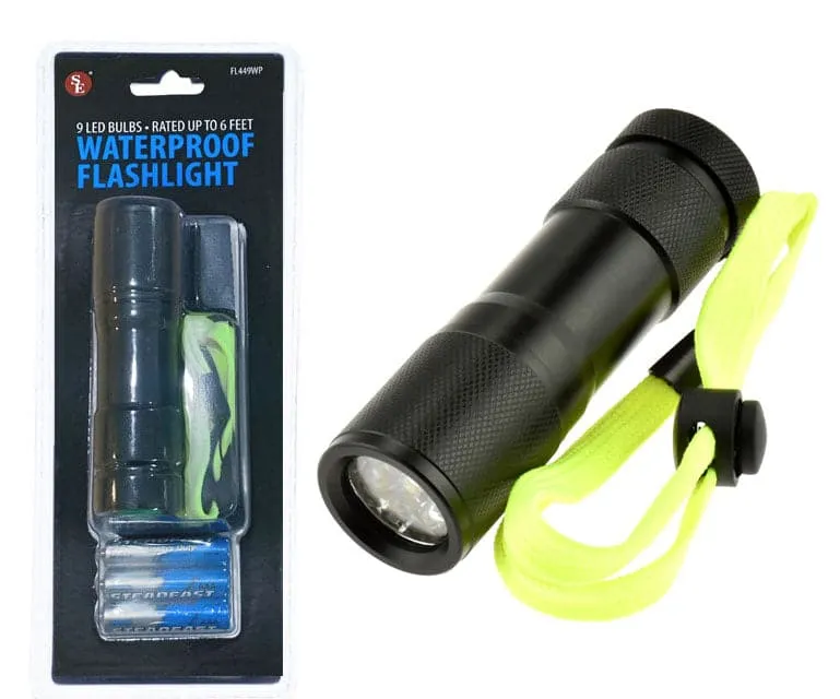 9 LED Waterproof Flashlight, Rated Up to 6 Feet