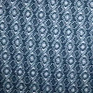 Blue Diamond Patterned Terry Rayon Clip Jacquard
