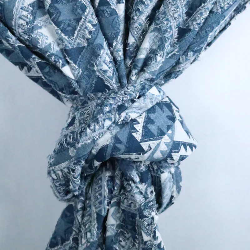 Blue Diamond Patterned Terry Rayon Clip Jacquard
