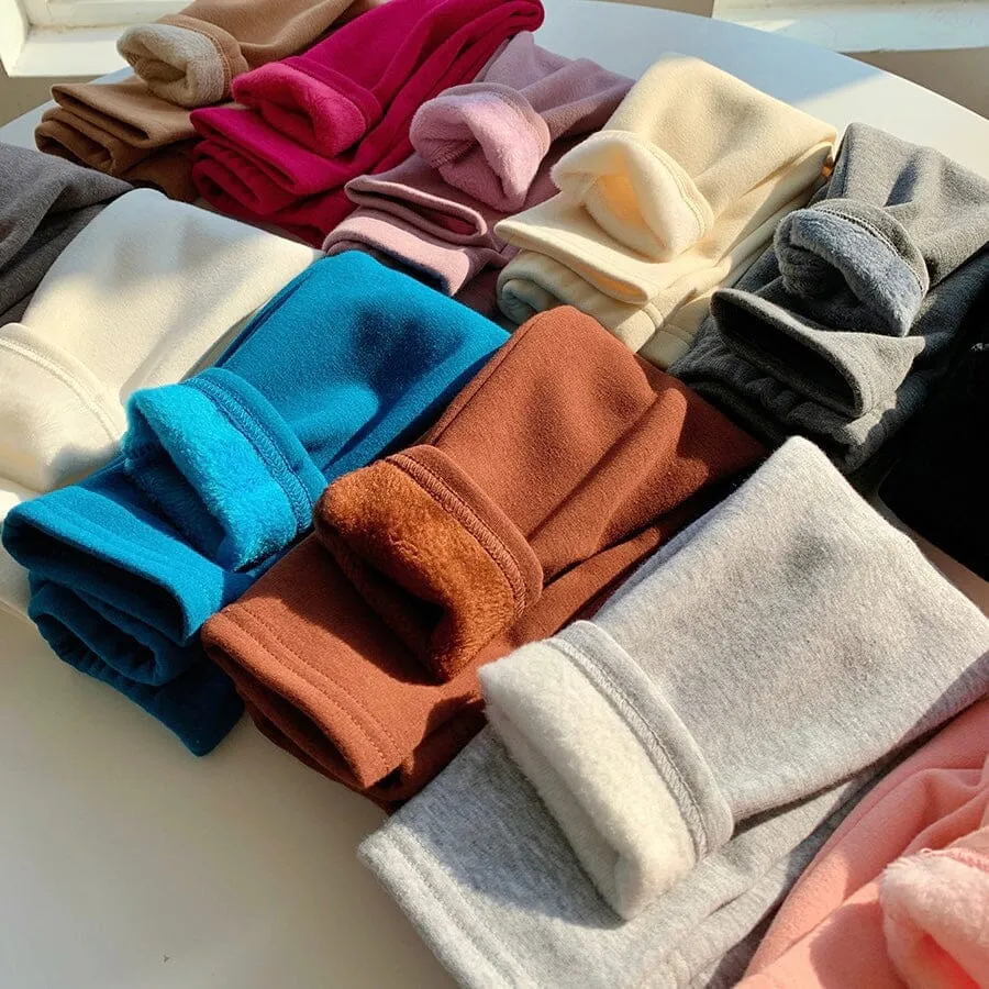 Candy Color Basic Winter Plush Leggings