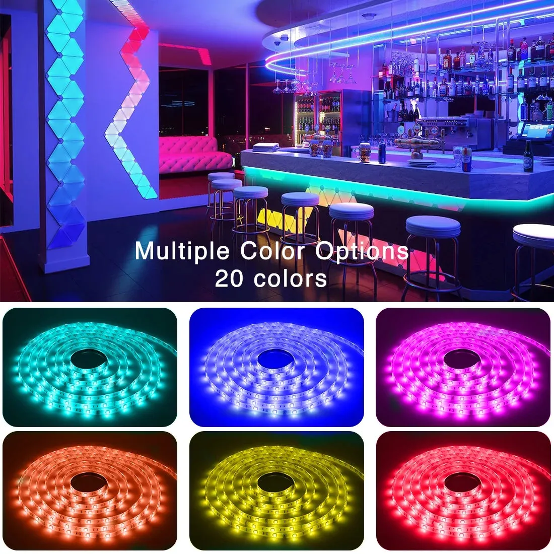 DAYBETTER 50ft Bluetooth LED Strip Lights,Color Changing Music Sync with Remote Control,Timer Schedule,Led Lights for Room,Bedroom(APP Remote  Mic)