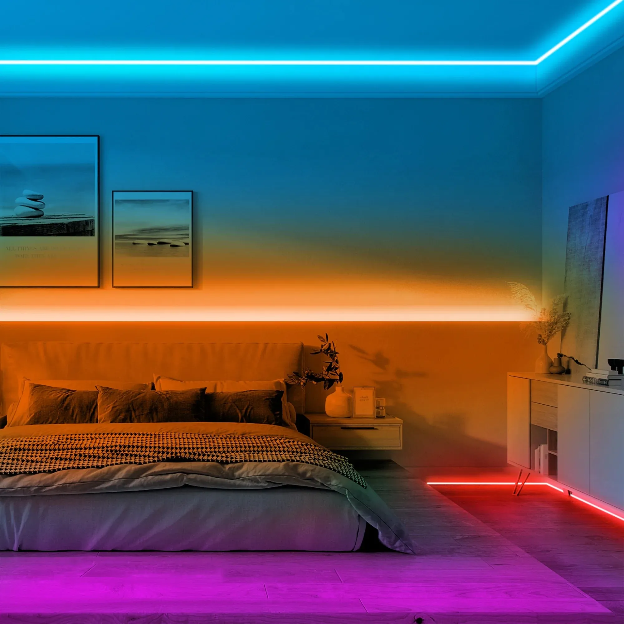 DAYBETTER 50ft Bluetooth LED Strip Lights,Color Changing Music Sync with Remote Control,Timer Schedule,Led Lights for Room,Bedroom(APP Remote  Mic)