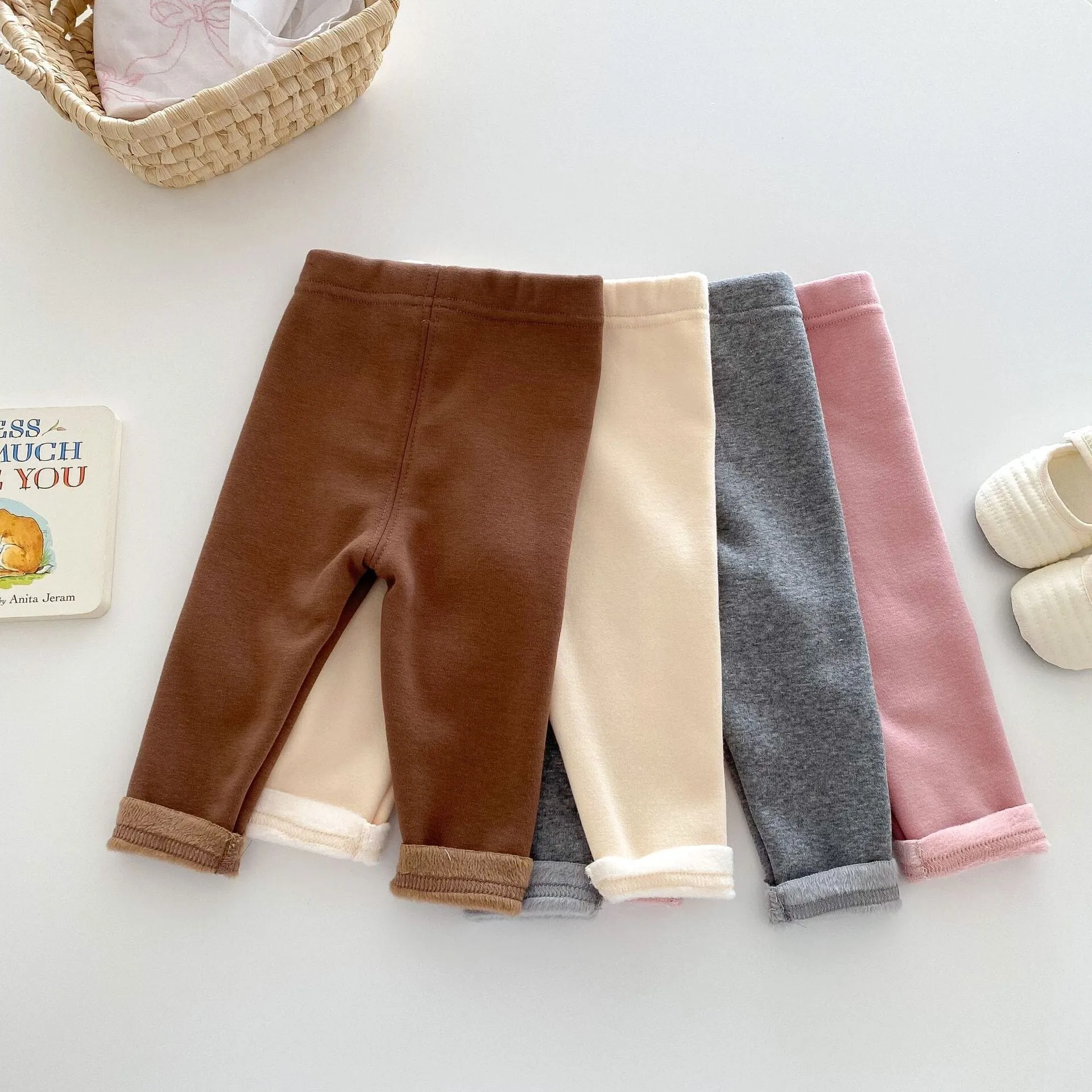 Heart & Bear Patch Winter Plush Leggings