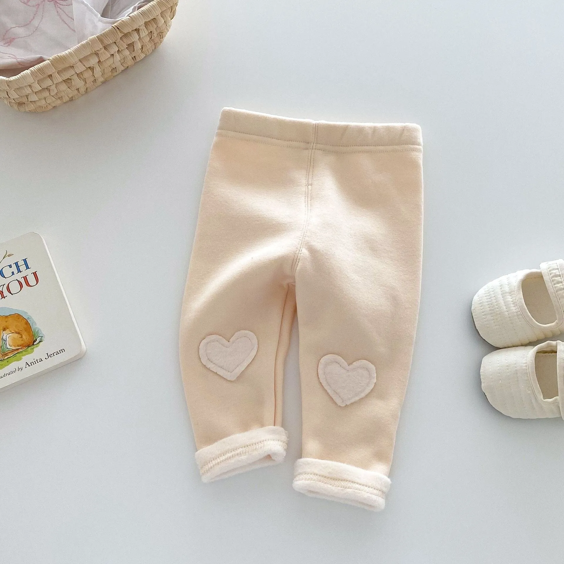 Heart & Bear Patch Winter Plush Leggings