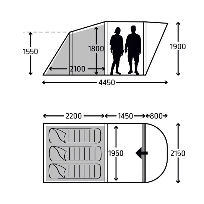 Kampa Brean 3 person Poled Tent