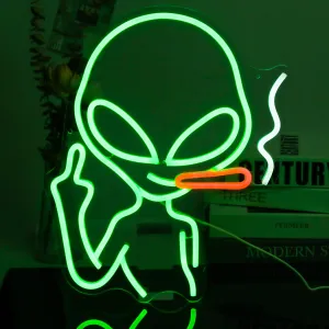 Led Neon Sign Light Smoking Alien Shaped