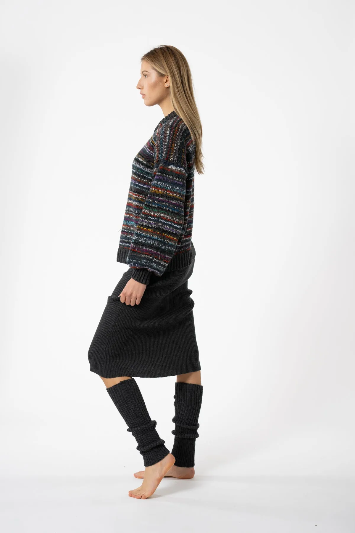 MERINO Handknit Leg Warmers in Charcoal Grey
