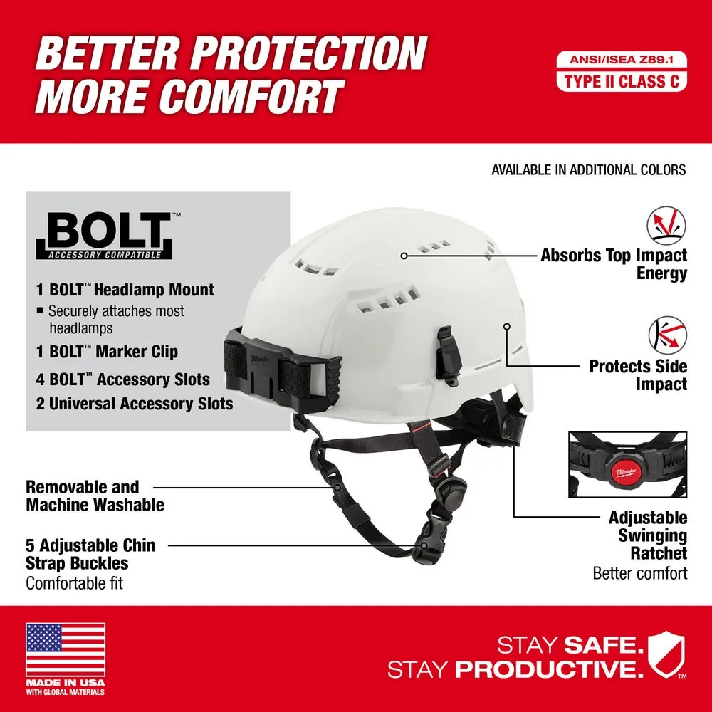 Milwaukee 48-73-1334 BOLT Gray Safety Helmet (USA) - Type 2, Class C, Vented