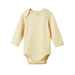 Nature Baby Long Sleeve Bodysuit - Sand Pinstripe