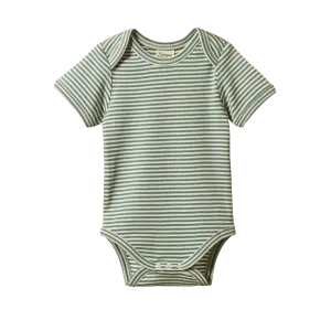 Nature Baby Short Sleeve Bodysuit - Lily Pad Stripe