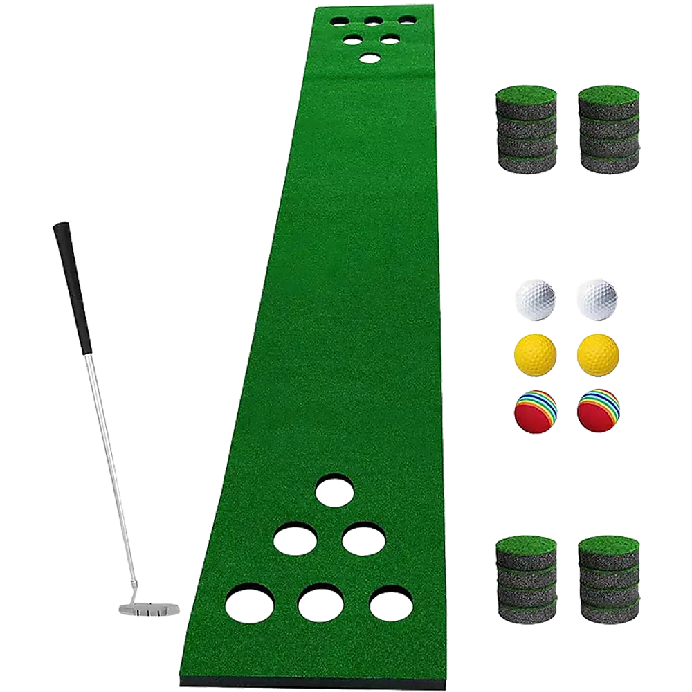 Portable Golf Beer Pong Set with 2 Putters & 6 Balls