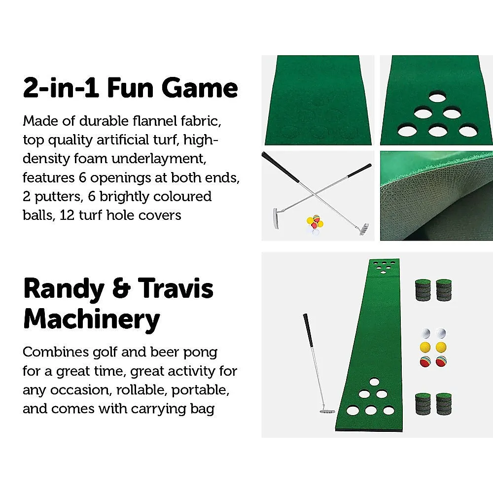 Portable Golf Beer Pong Set with 2 Putters & 6 Balls